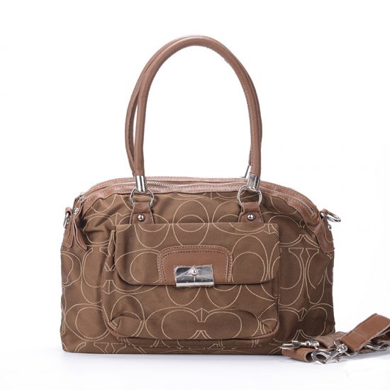 Coach Kristin Lock Signature Medium Brown Totes EXK | Women - Click Image to Close